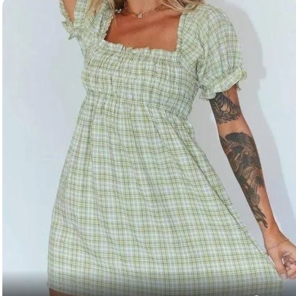 Princess Polly gingham puff sleeve dress